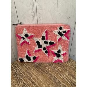 Beaded Coin Purse Cow Star Pink Wallet Travel Womens Accessories NEW FAST SHIP